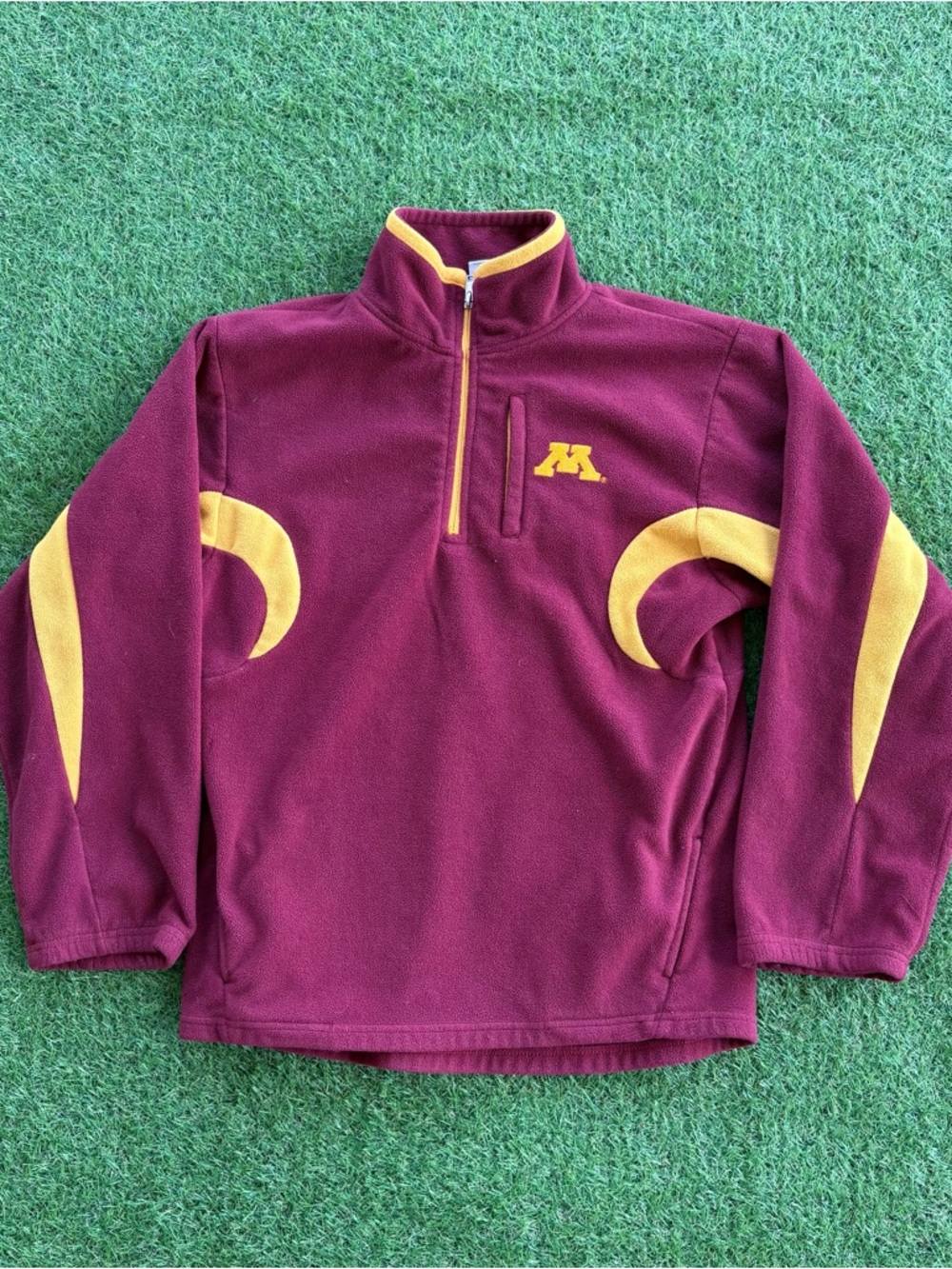 Minnesota Golden Gophers Quarter Zip Fleece Pullover Maroon Gold Youth Large